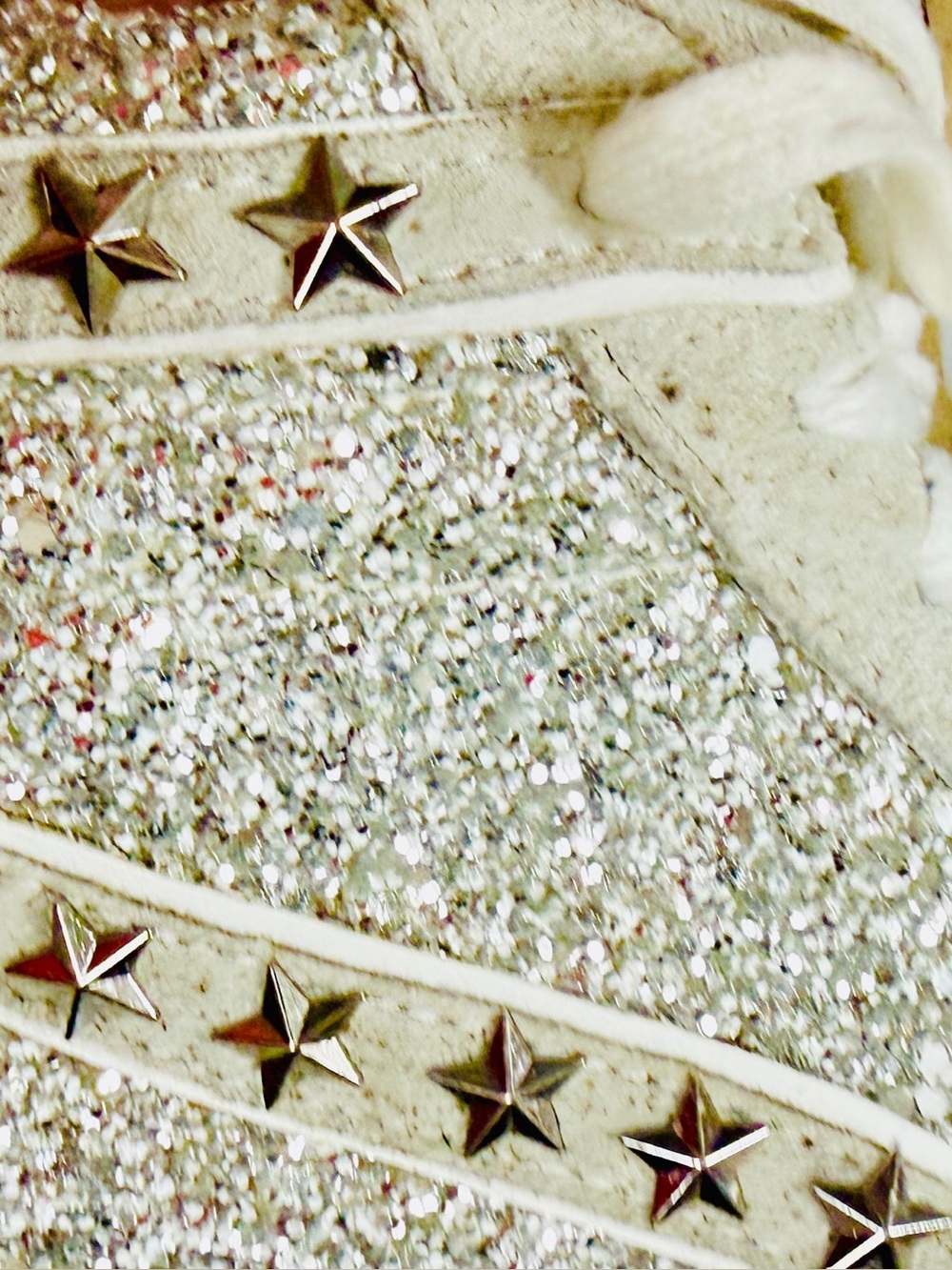 Silver Glitter Star Accent High-Top Sneaker